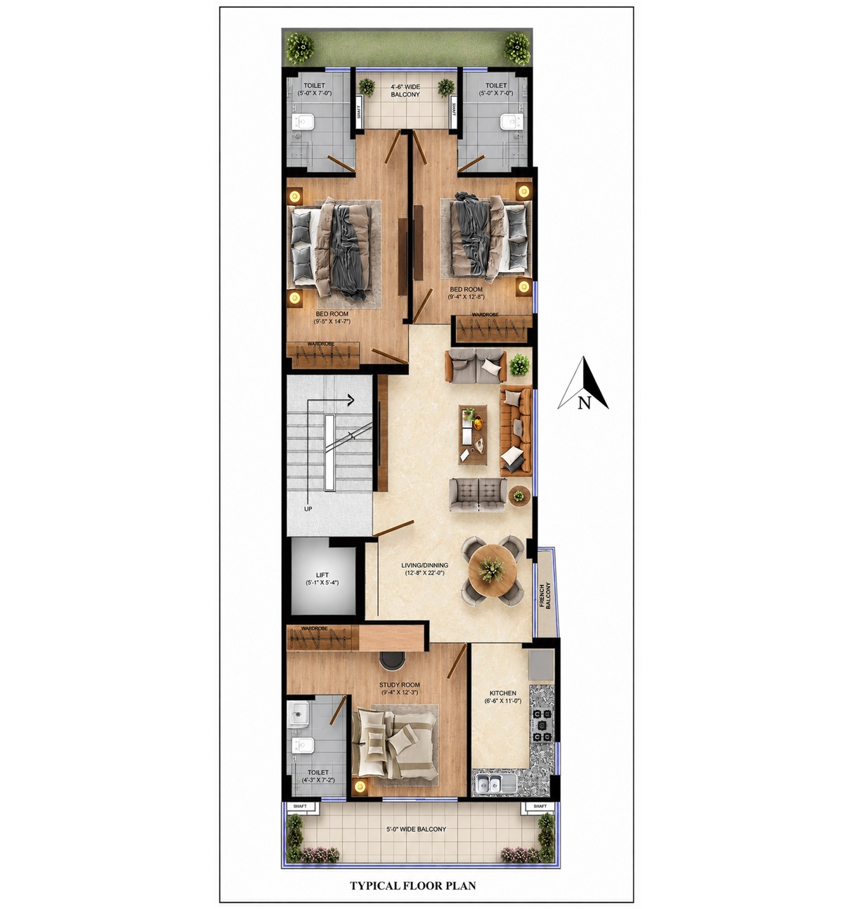 3 BHK Floor Plan
