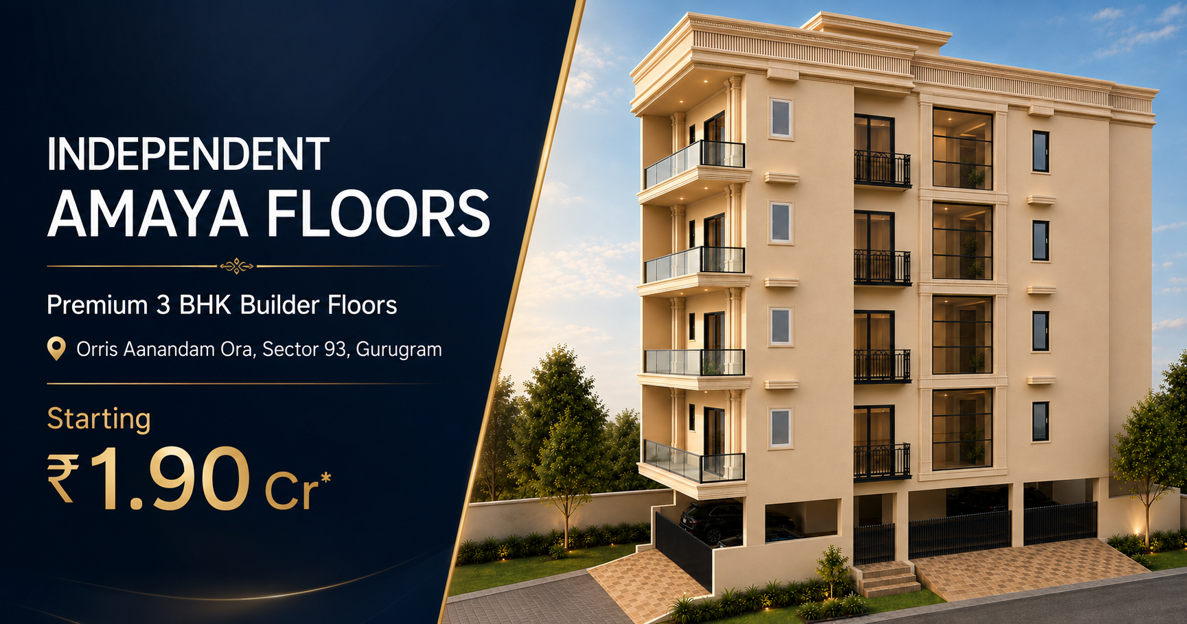 Independent Amaya Floors 3 BHK builder floors at Orris Aanandam Ora, Sector 93 Gurugram
